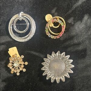 Elegant Silver and Gold Brooch Set